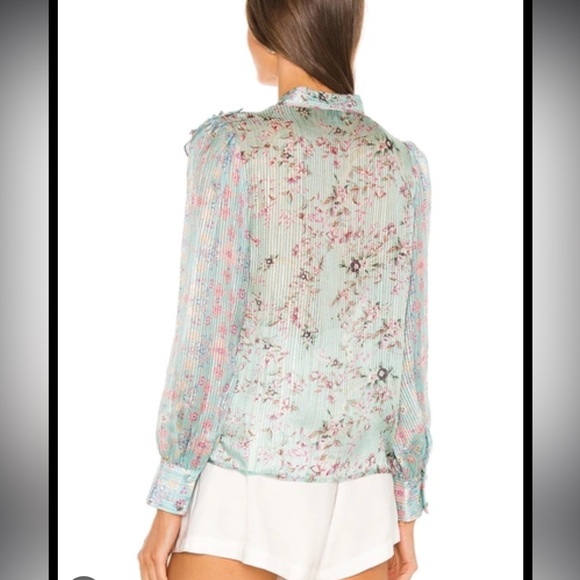 Hemant & Nandita Missima Top sz S Blue Metallic Threads - Picture 2 of 8